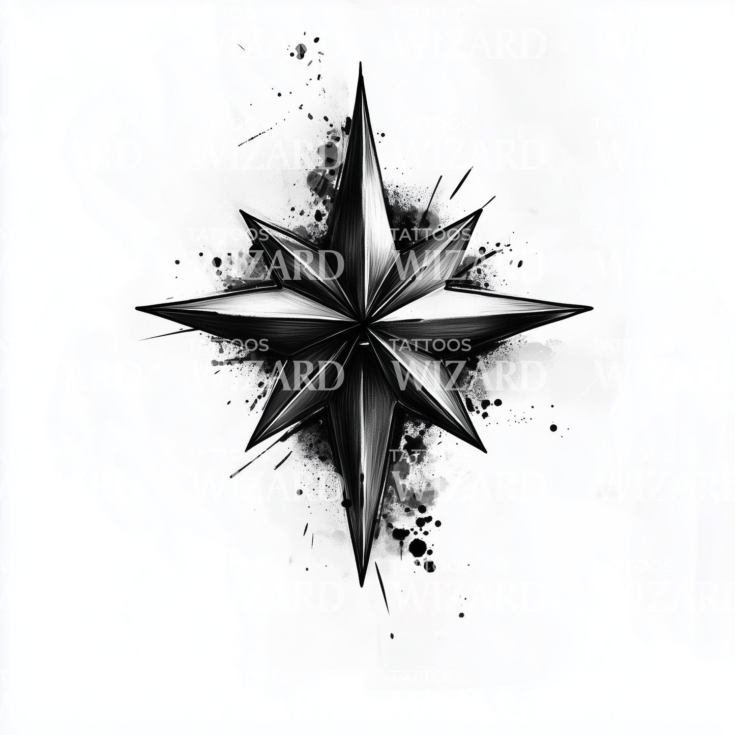 Shattered Black Star Tattoo Illustration