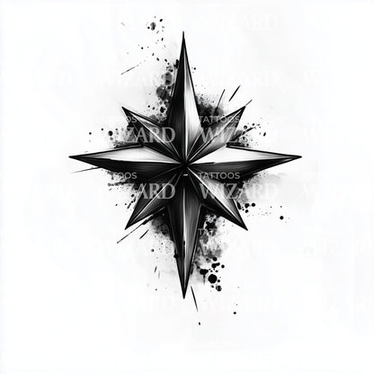 Shattered Black Star Tattoo Illustration
