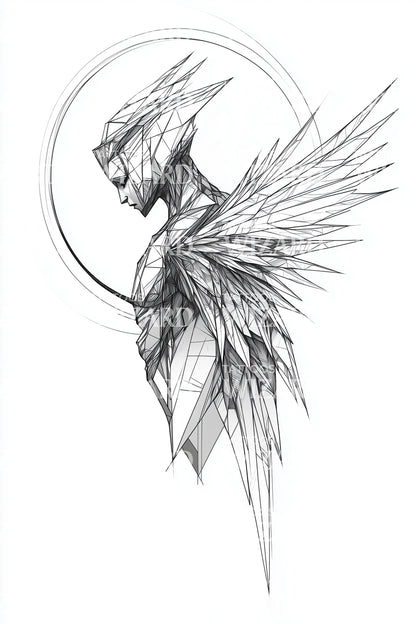 Shattered Halo Angel Tattoo Design