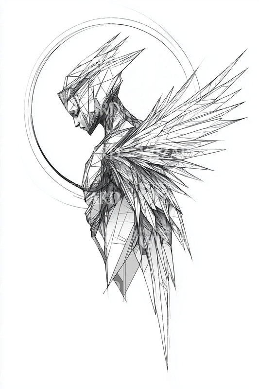 Shattered Halo Angel Tattoo Design