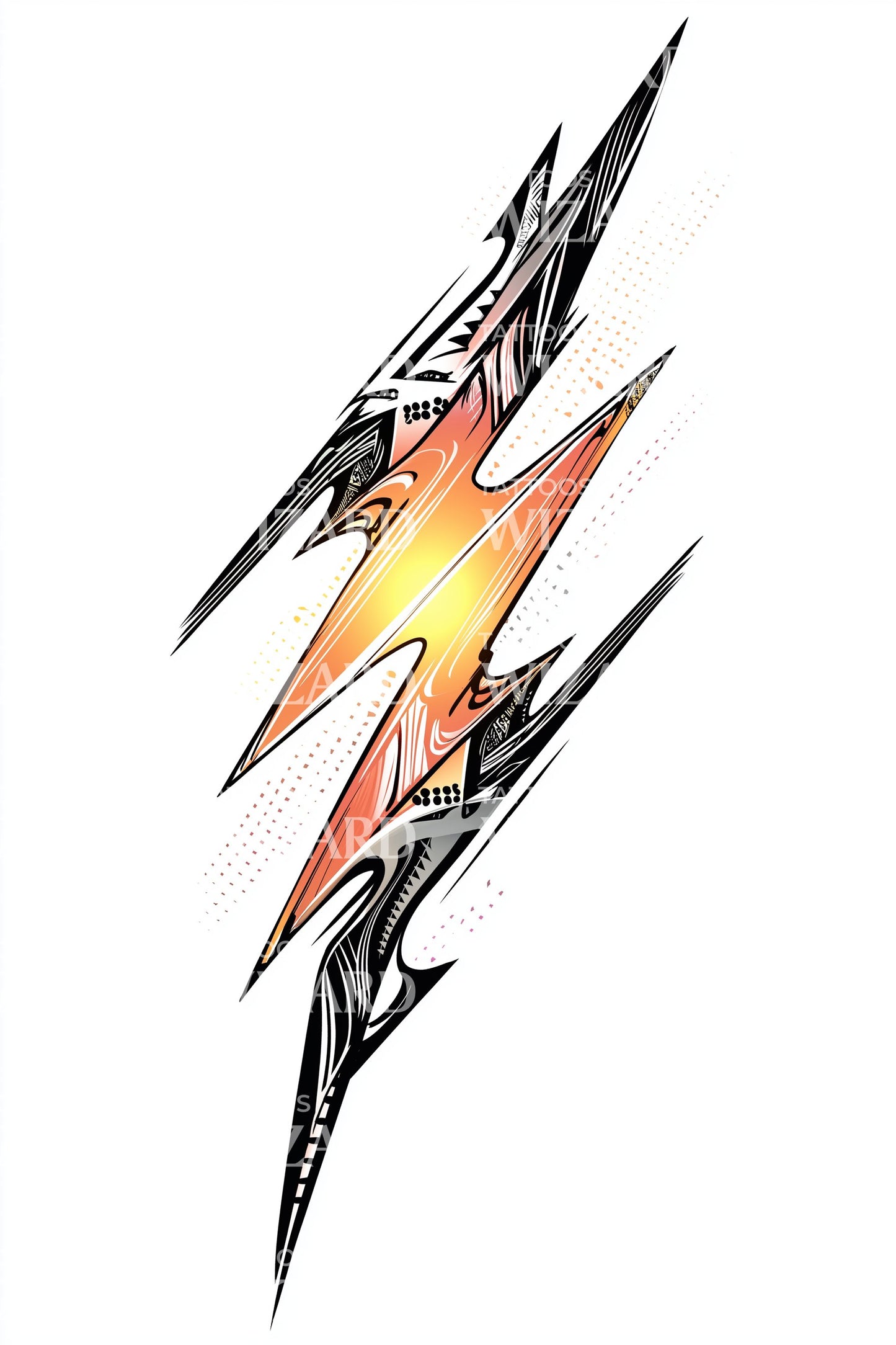 Shattered Lightning Bolt Tattoo Design