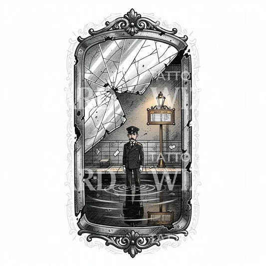 Shattered Mirror Station Tattoo Illustration