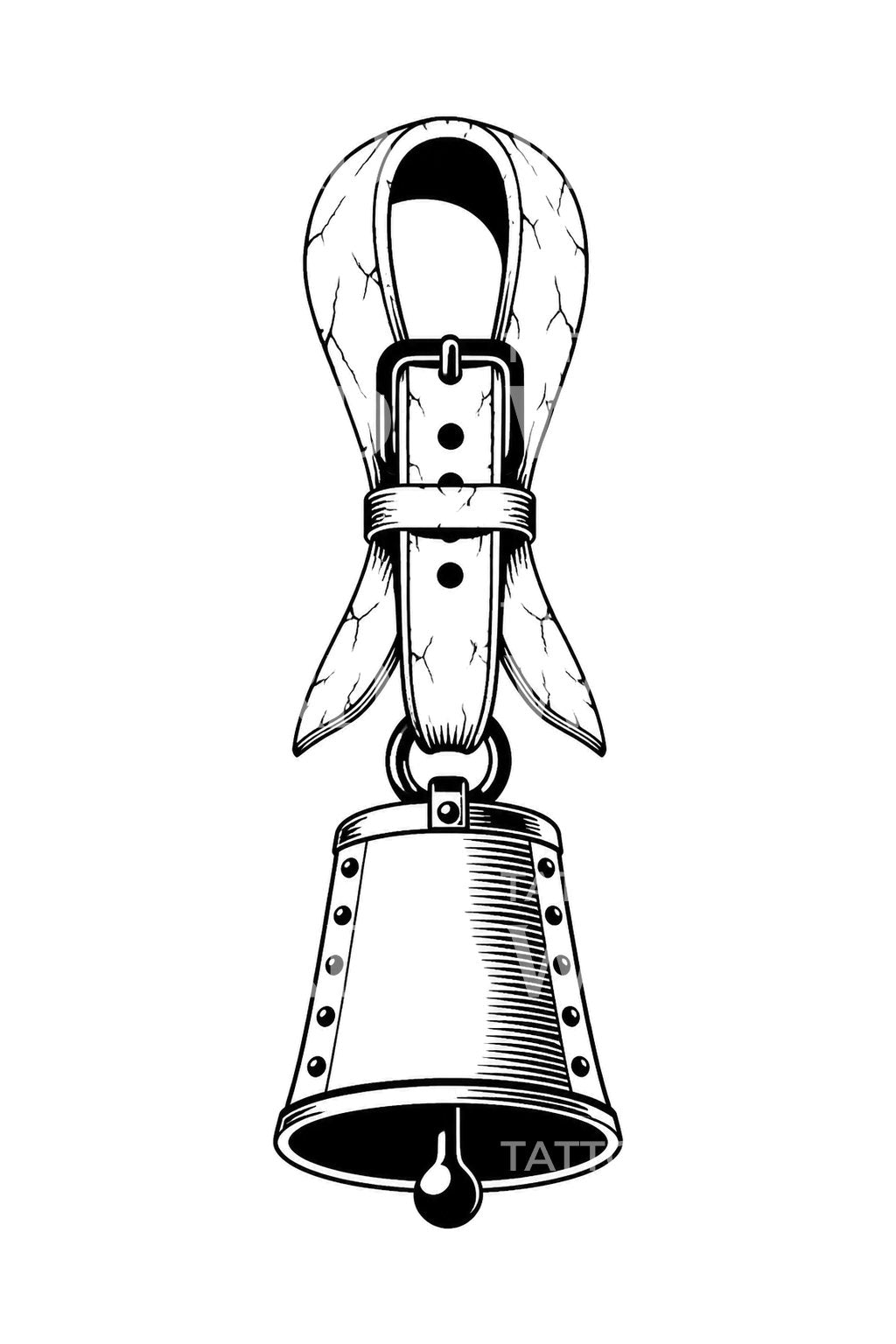 Tattoo-Design einer Schafglocke am Lederhalsband