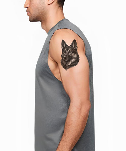 German Shepherd Portrait Tattoo Design