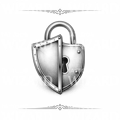 Shield Lock Tattoo Design