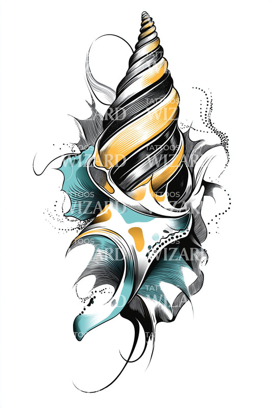 Schijnende Spiraalschelp Tattoo Illustratie