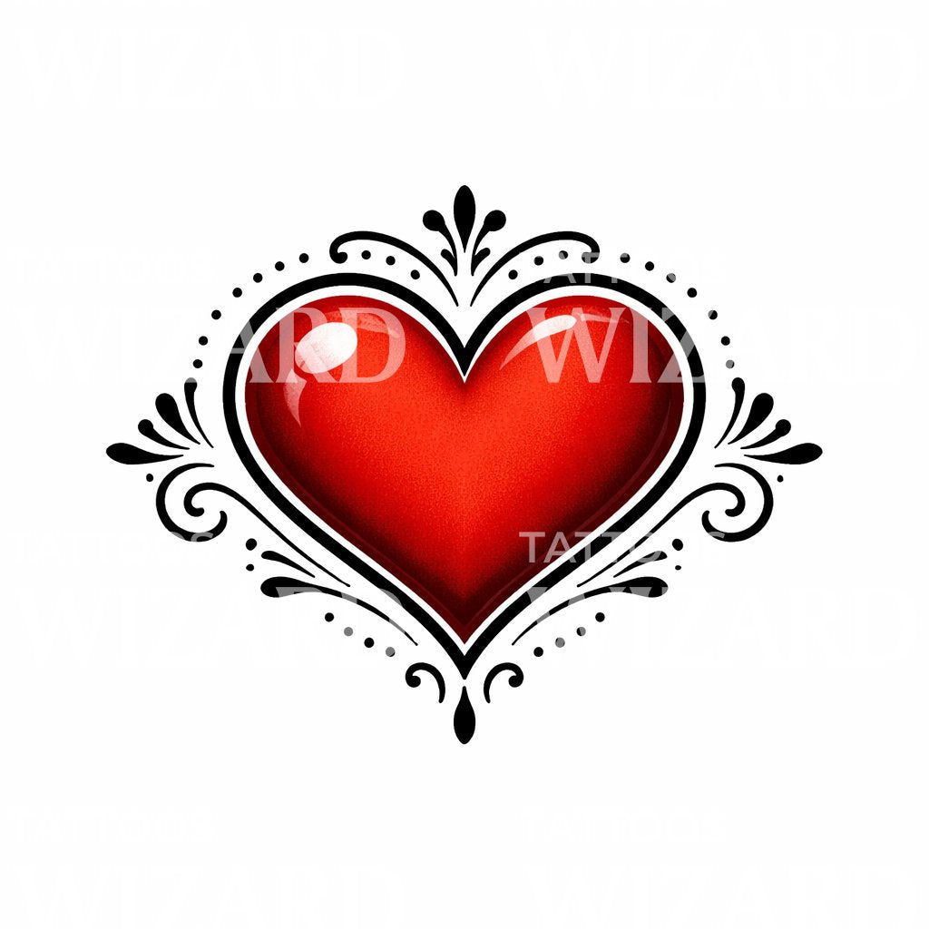 Shiny Heart Ornament Tattoo Design