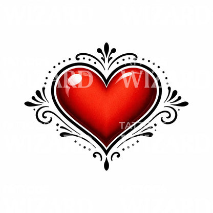 Shiny Heart Ornament Tattoo Design