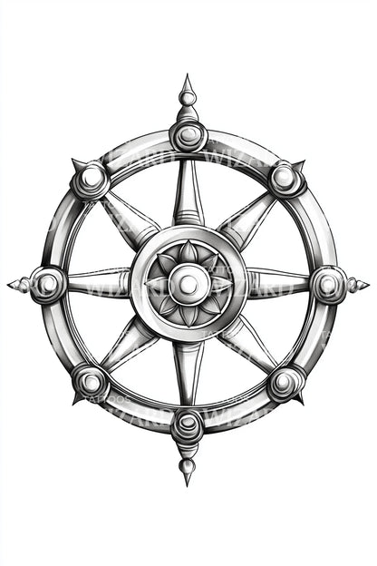 Design de tatouage de roue de navire