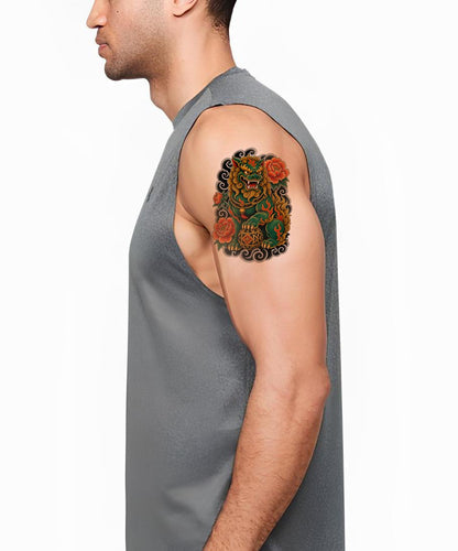 Roaring Shisa Guardian Tattoo Design