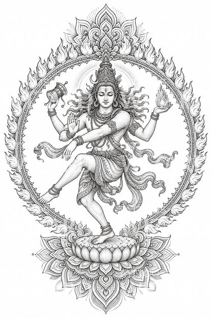 Shiva Nataraja Ornamental Tattoo Design