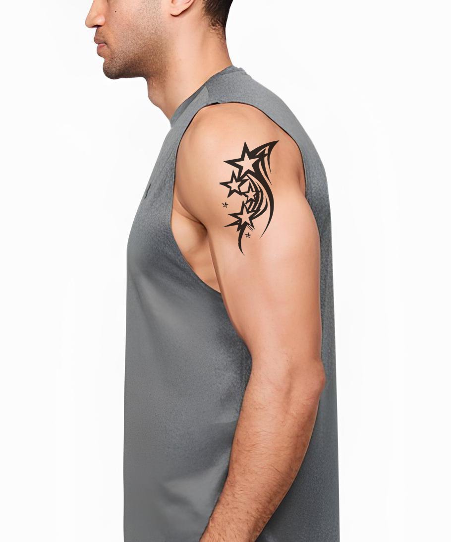 Cool Shooting Stars with Tribal Elements Tattoo Illustration