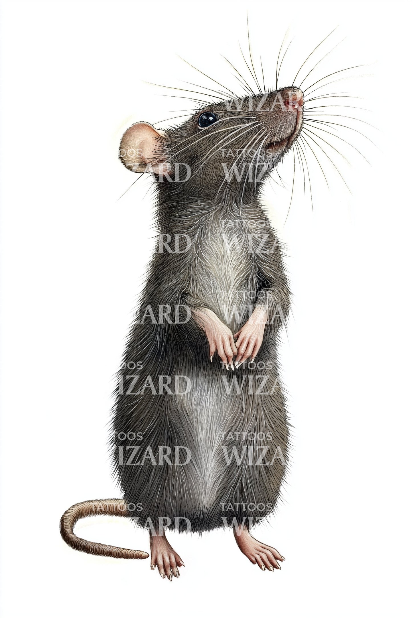 Shy Mouse Standing Tattoo Design