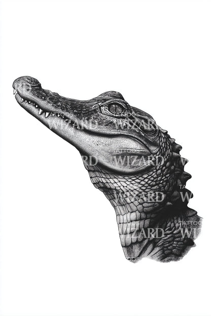 Side Crocodile Head Tattoo Design