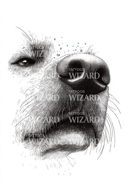 Side Dog Nose Portrait Tattoo Illustration