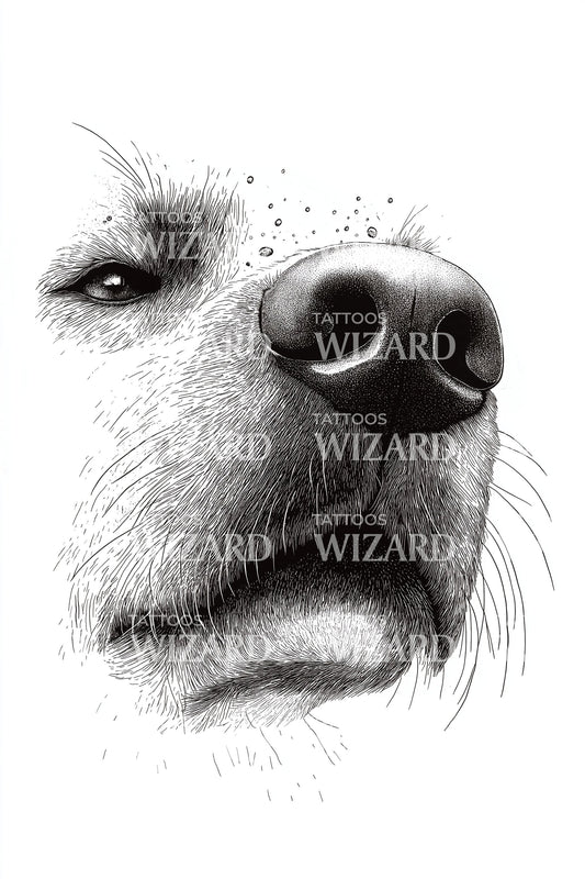 Side Dog Nose Portrait Tattoo Illustration