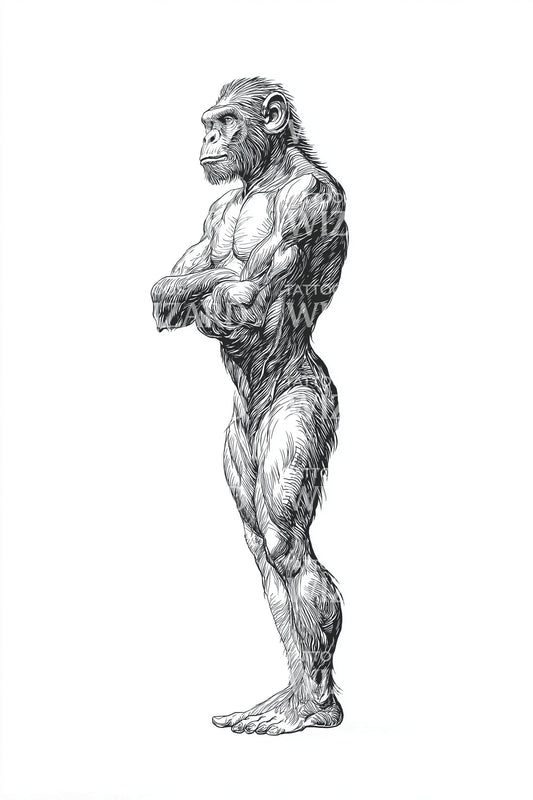 Side View Gorilla Tattoo Design