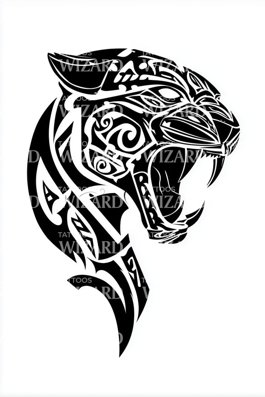 Sideview Tribal Tiger Tattoo Design