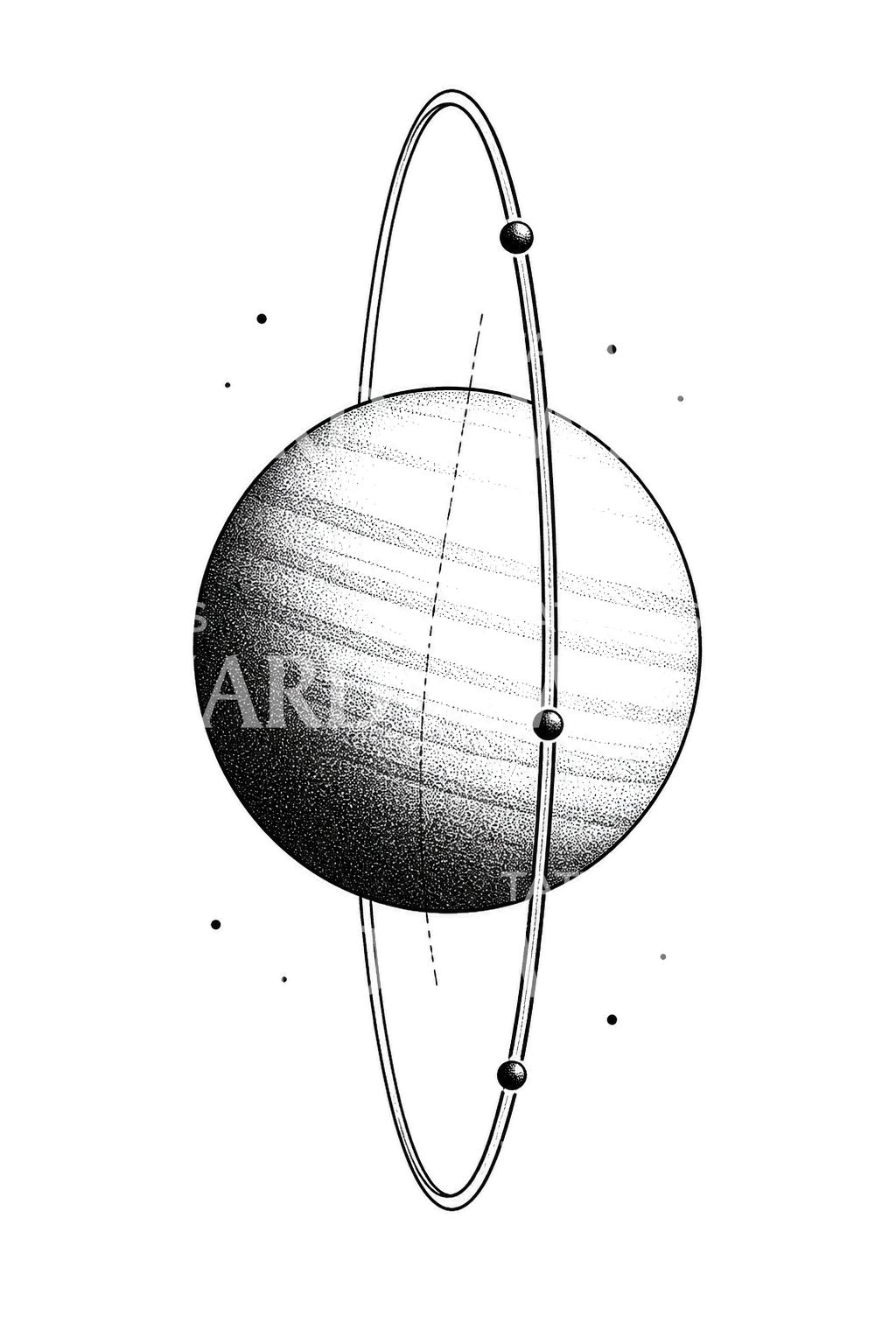 Tattoo-Design: Uranus mit vertikalen Ringen auf der Seite