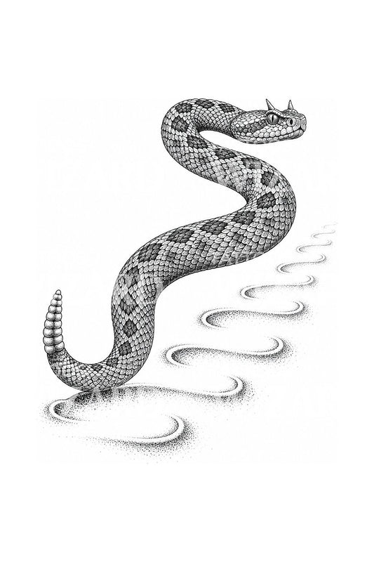 Sidewinder Rattlesnake and Tracks Tattoo Design