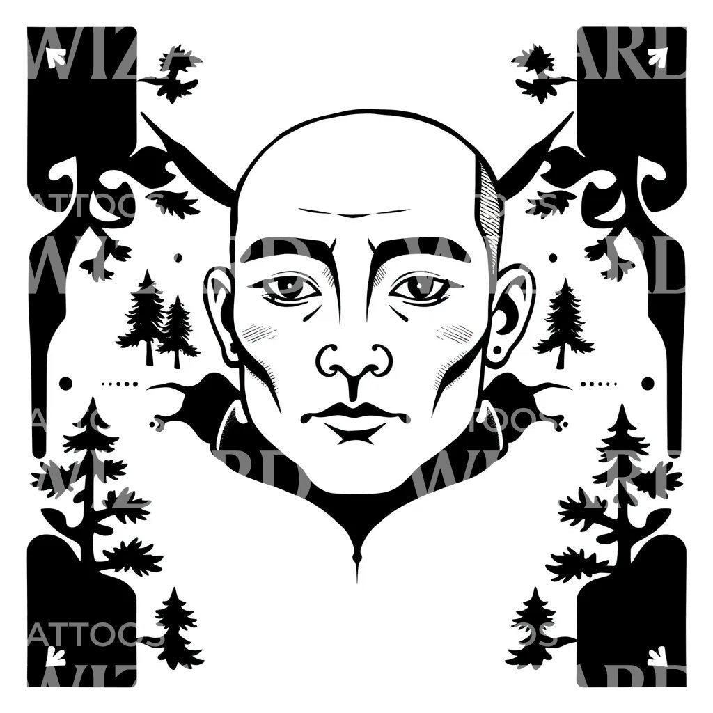Silent Forest Portrait Tattoo Design