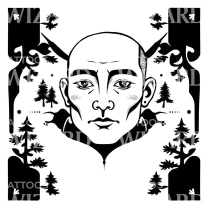 Silent Forest Portrait Tattoo Design