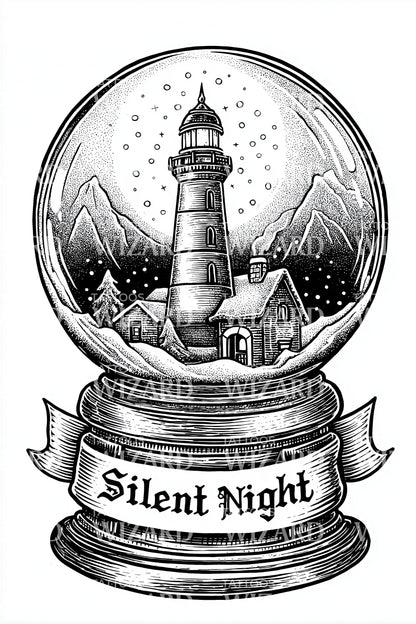 Silent Night Snowglobe Tattoo Design
