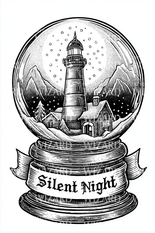 Silent Night Snowglobe Tattoo Design