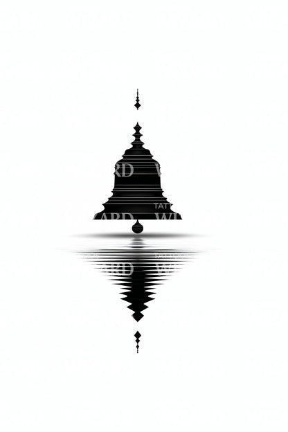 Silent Pagoda Reflection Tattoo Design