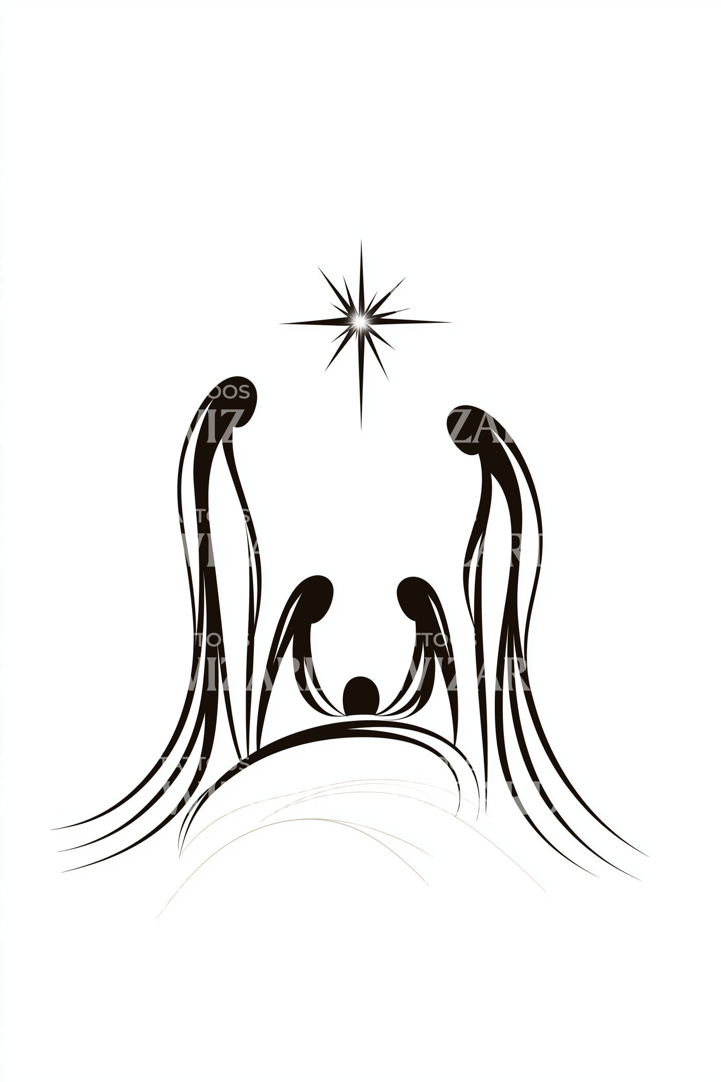 Silhouette Manger Star Tattoo Design