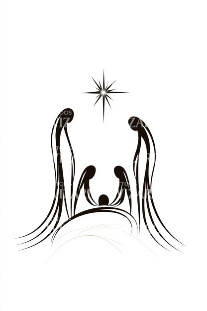 Silhouette Manger Star Tattoo Design