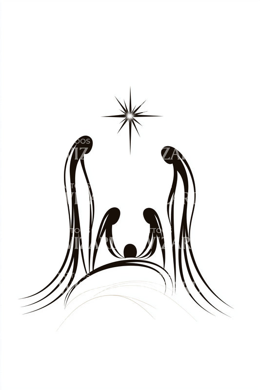 Silhouette Manger Star Tattoo Design