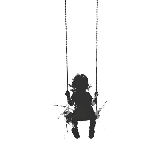 Silhouette of Child Swinging in Simplicity Tattoo Design