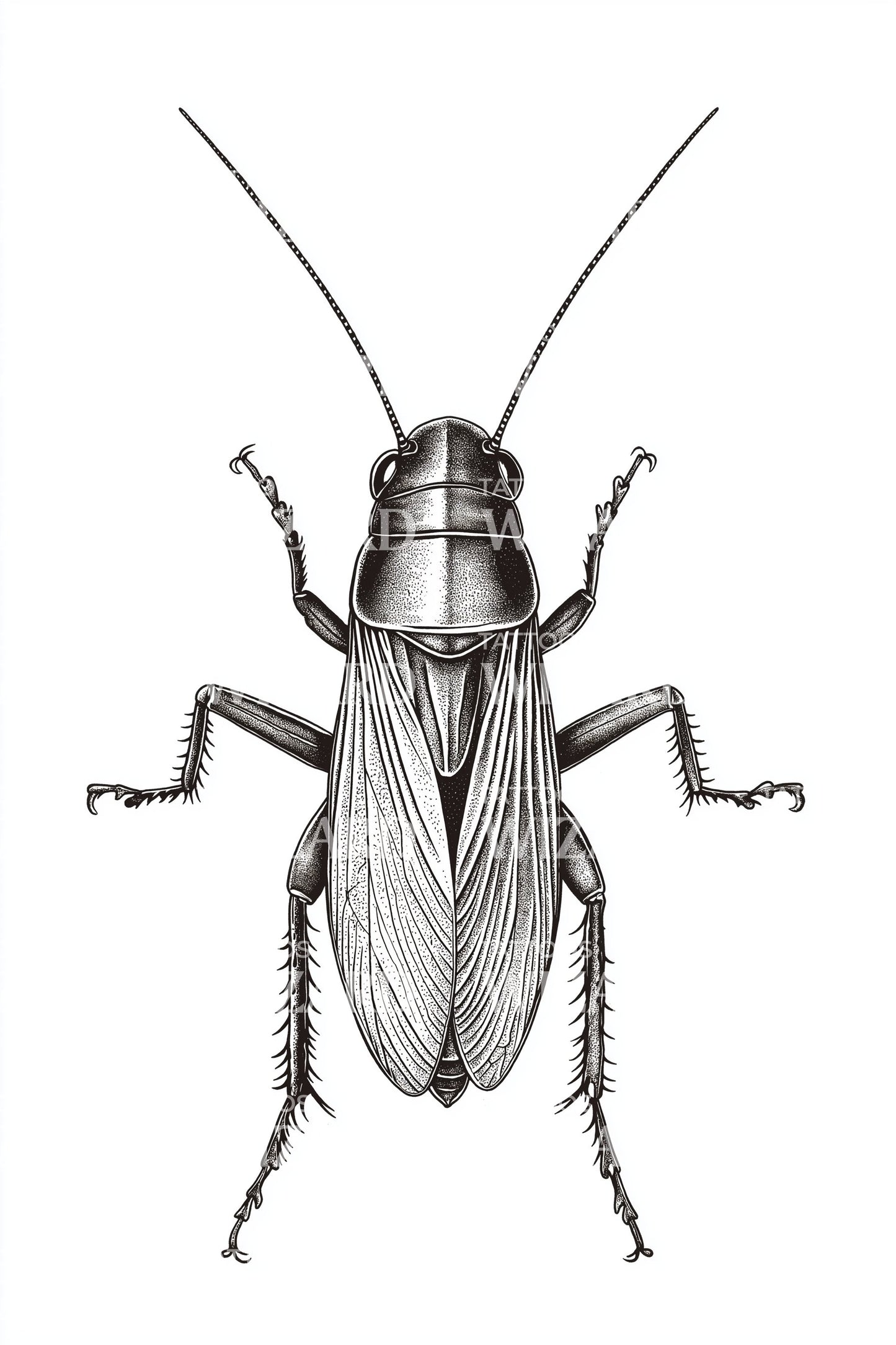 Silver Cockroach Study Tattoo Illustration