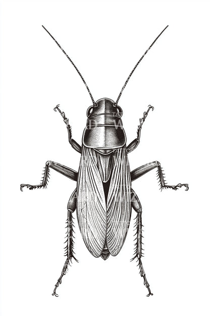 Silver Cockroach Study Tattoo Illustration
