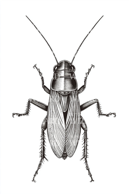 Silver Cockroach Study Tattoo Illustration