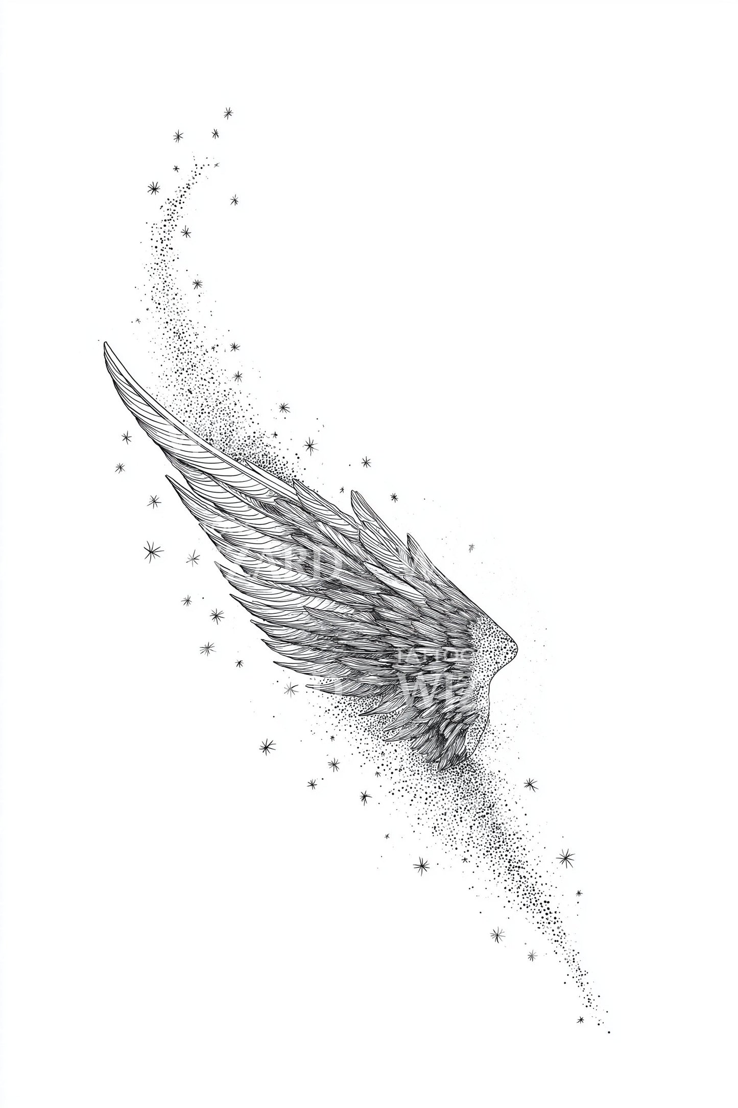 Silver Wing Sweep Tattoo Design