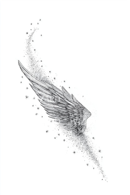 Silver Wing Sweep Tattoo Design