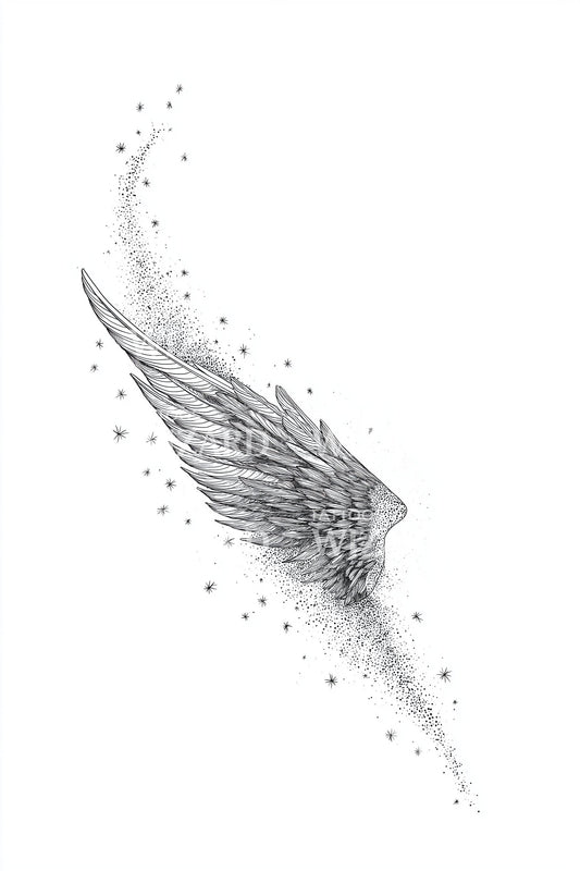 Silver Wing Sweep Tattoo Design