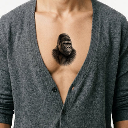 Diseño de tatuaje de gorila en negro y gris