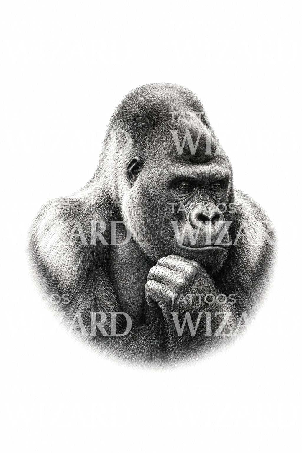 Silverback Gorilla Portrait Tattoo Idea