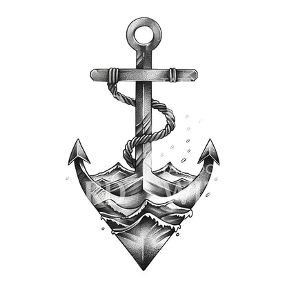 Simple Anchor Dotwork Tattoo Design