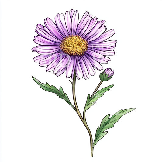 Simple Aster Flower Tattoo Design