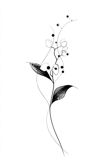 Desenho de Tatuagem de Raminho de Bagas Simples