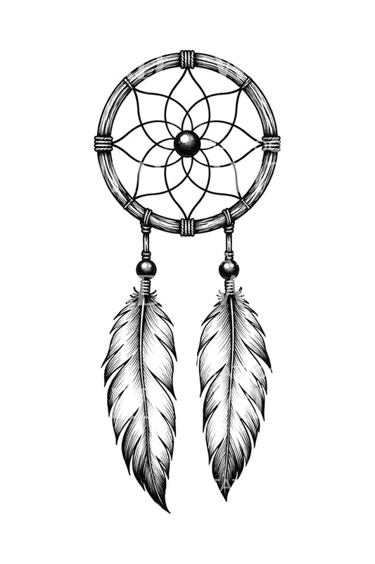 Eenvoudig dreamcatcher-schetsontwerp voor een tattoo