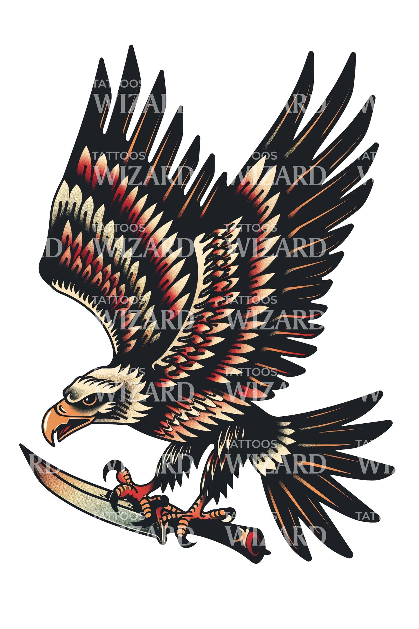 Simple Eagle and Dagger Tattoo Idea