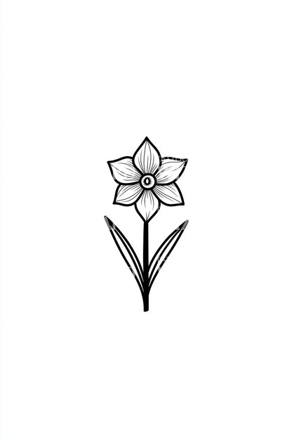 简约符号水仙花纹身设计灵感