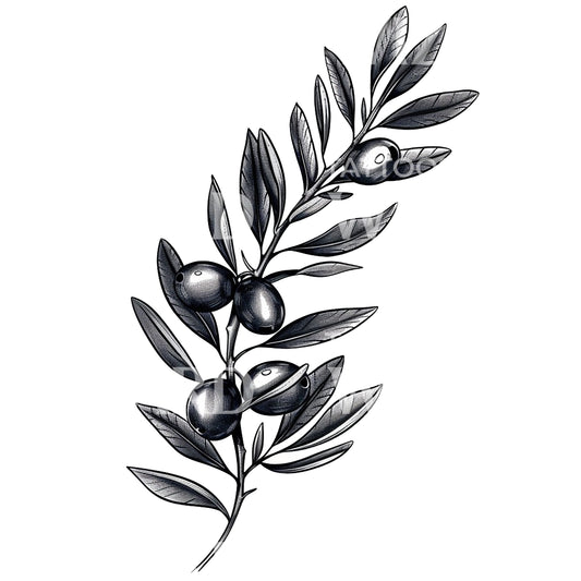 Conception simple de tatouage de branche d'olivier