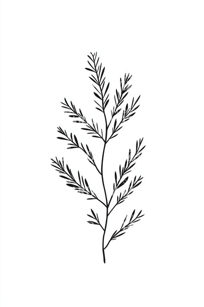 Simple Pine Branch Tattoo Design