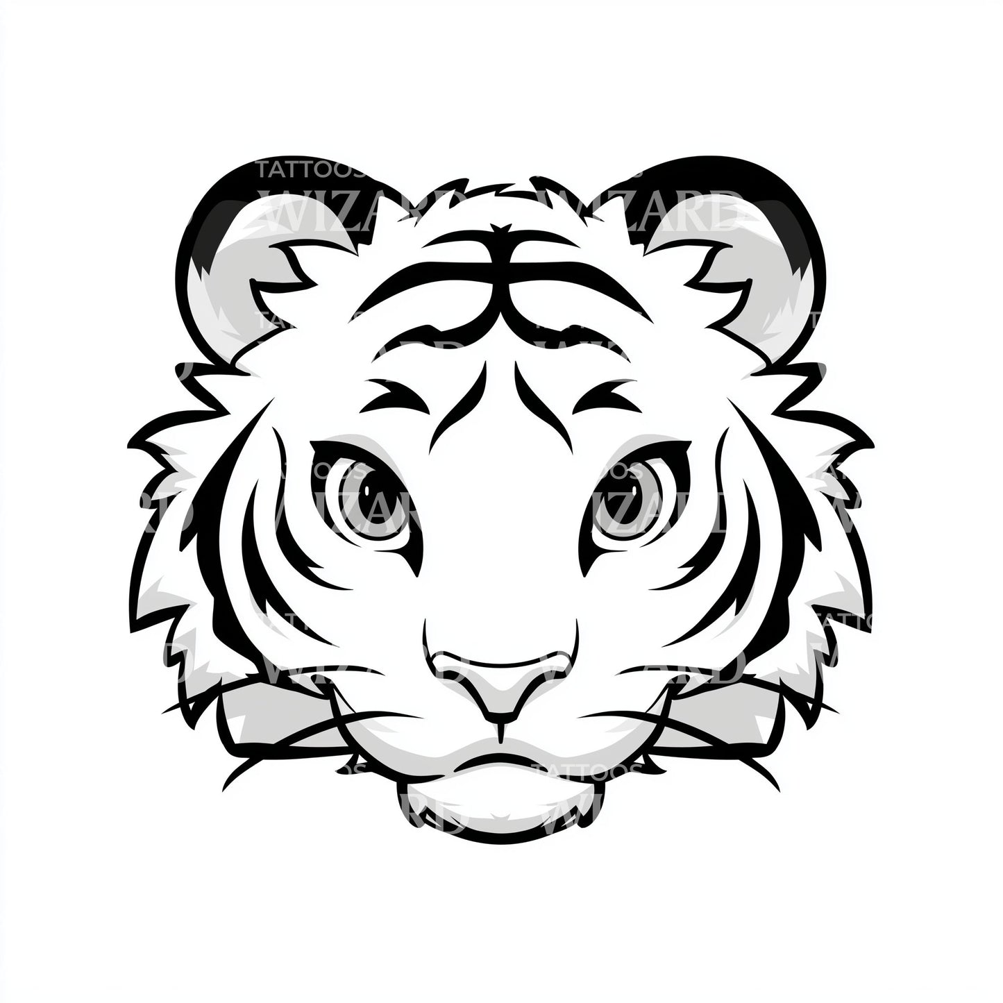 Simple Tiger Outline Tattoo Design